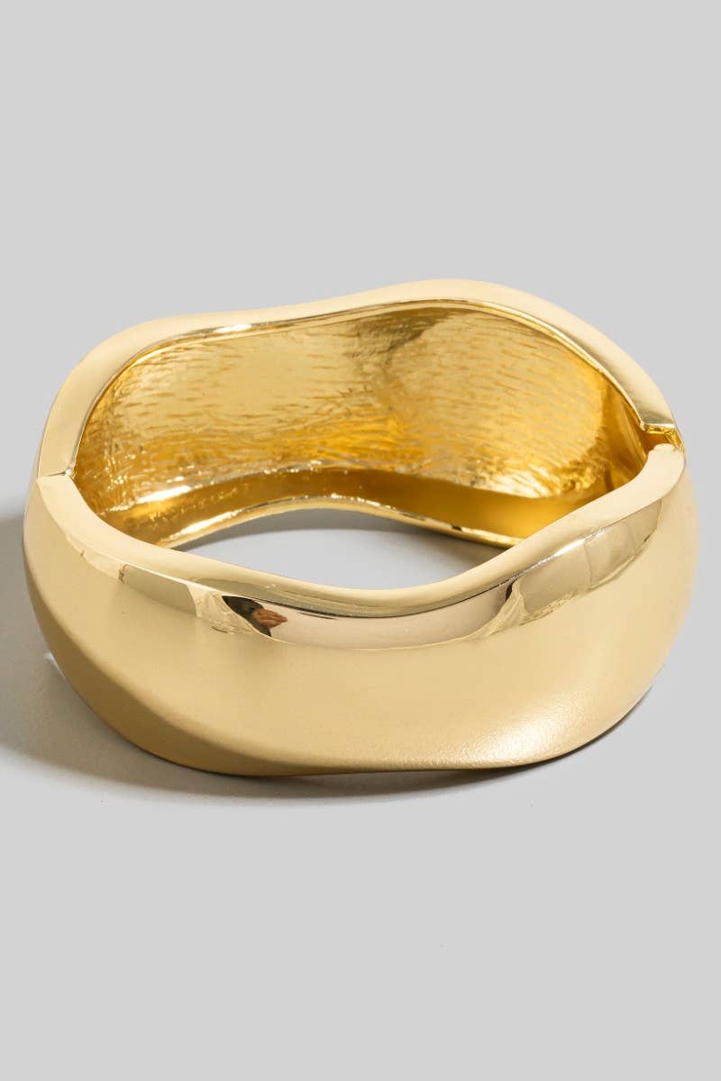 Wide Curvy Metallic Hinge Bangle Bracelet