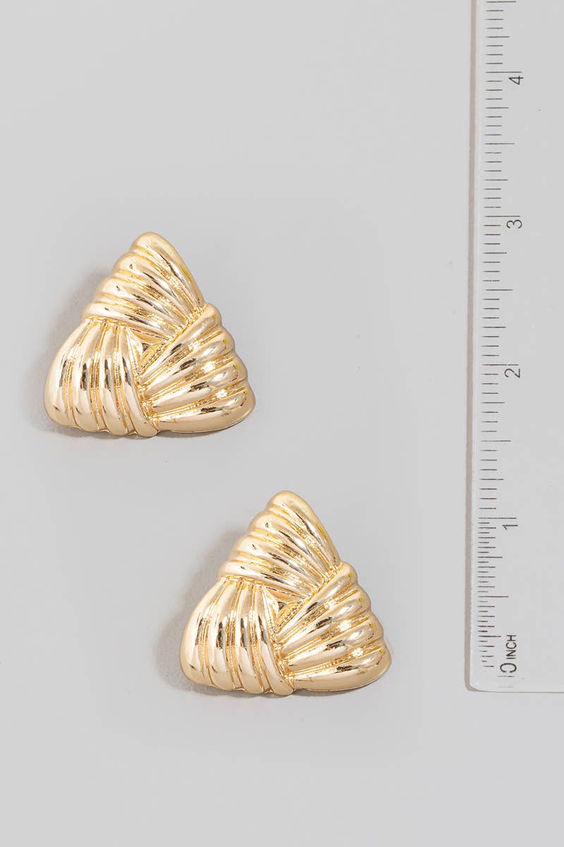 Metallic Triangular Knot Stud Earrings